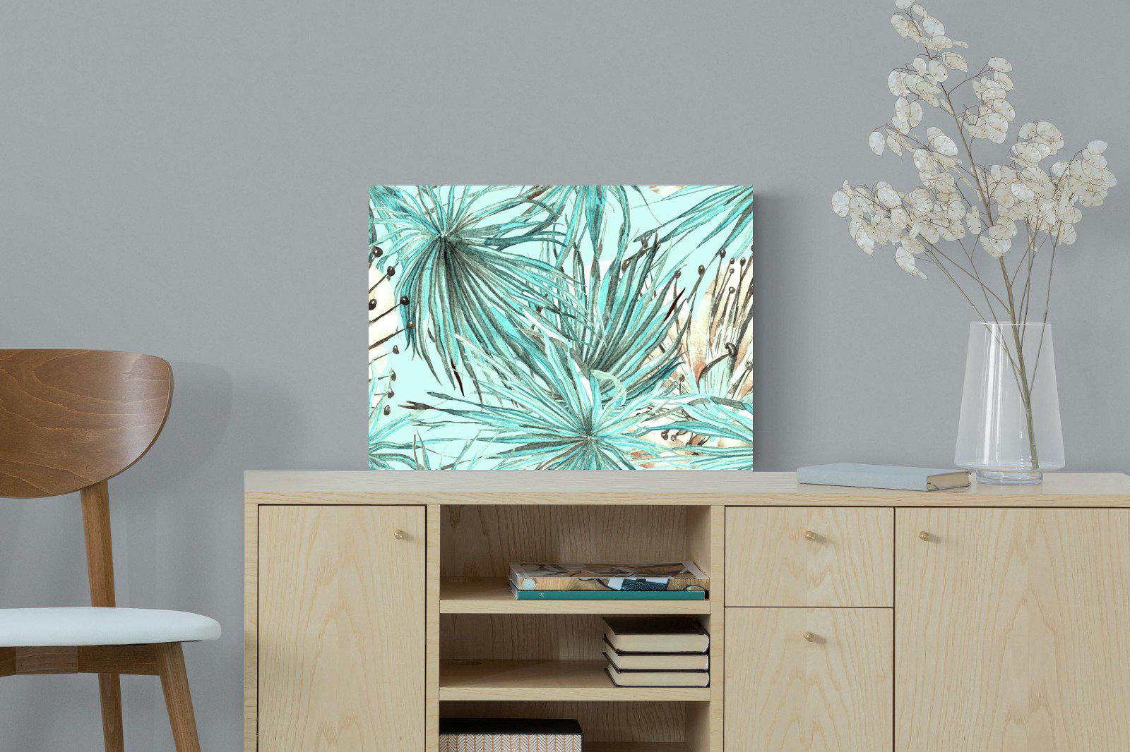 Turquoise Watercolour-Wall_Art-60 x 45cm-Mounted Canvas-No Frame-Pixalot