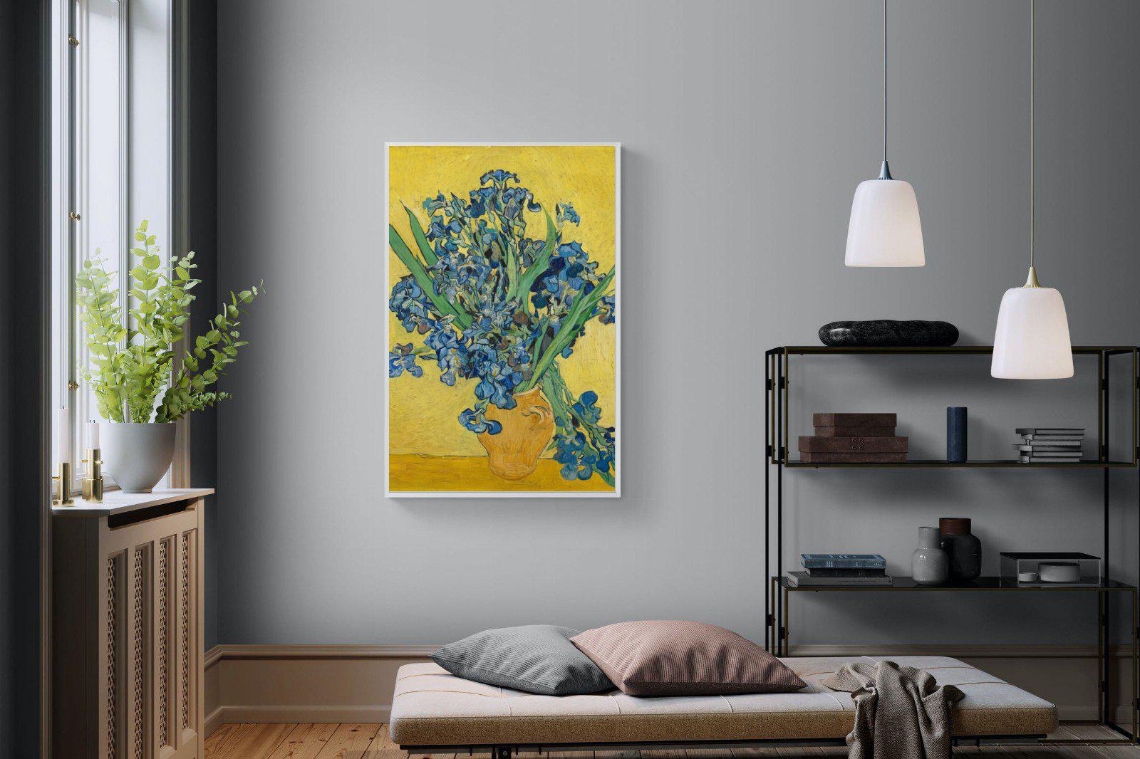 Van Gogh Irises in Vase-Wall_Art-100 x 150cm-Mounted Canvas-White-Pixalot