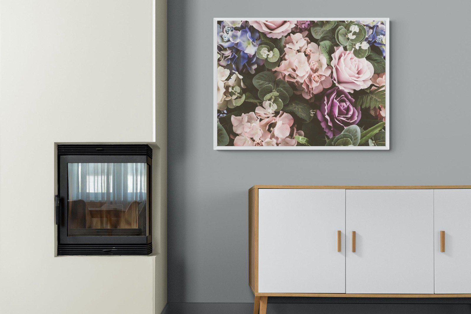 Vintage Roses-Wall_Art-100 x 75cm-Mounted Canvas-White-Pixalot