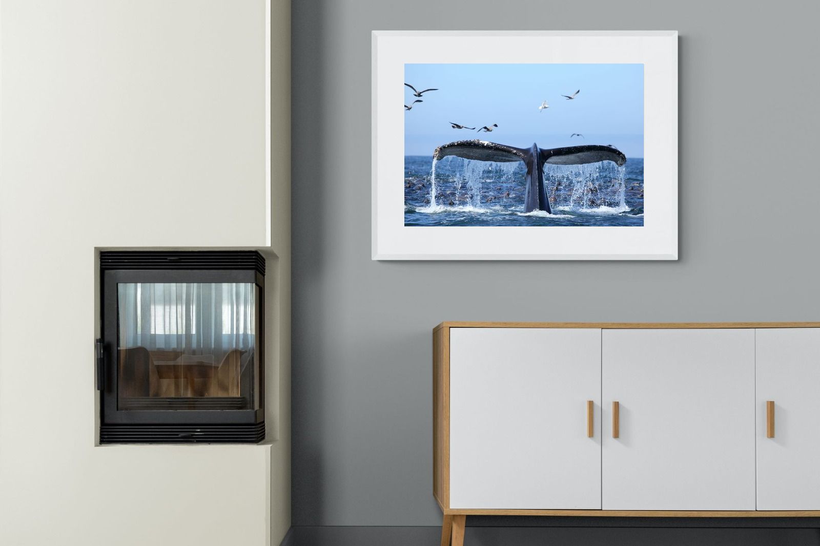 Whale Tail-Wall_Art-100 x 75cm-Framed Print-White-Pixalot