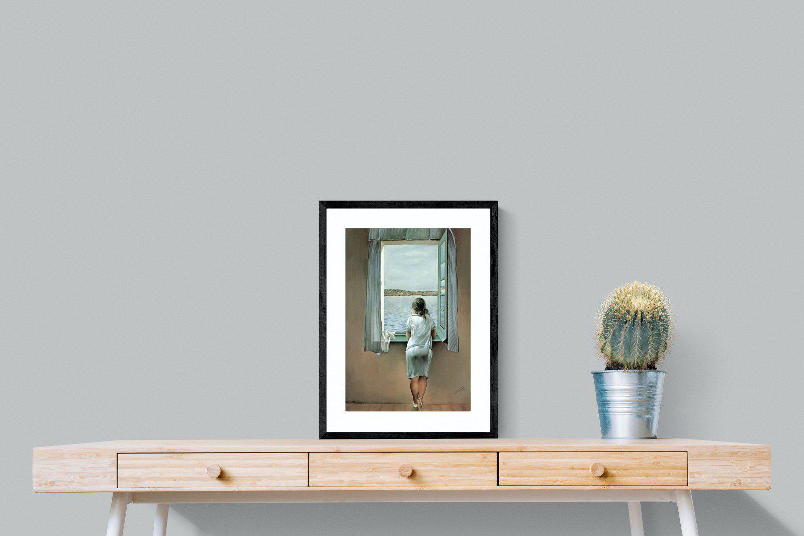 Young Woman at a Window-Wall_Art-45 x 60cm-Framed Print-Black-Pixalot