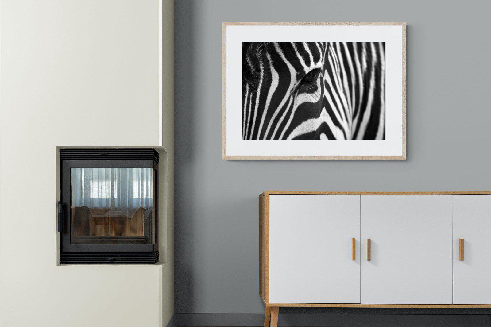 Zebra Eye-Wall_Art-100 x 75cm-Framed Print-Wood-Pixalot