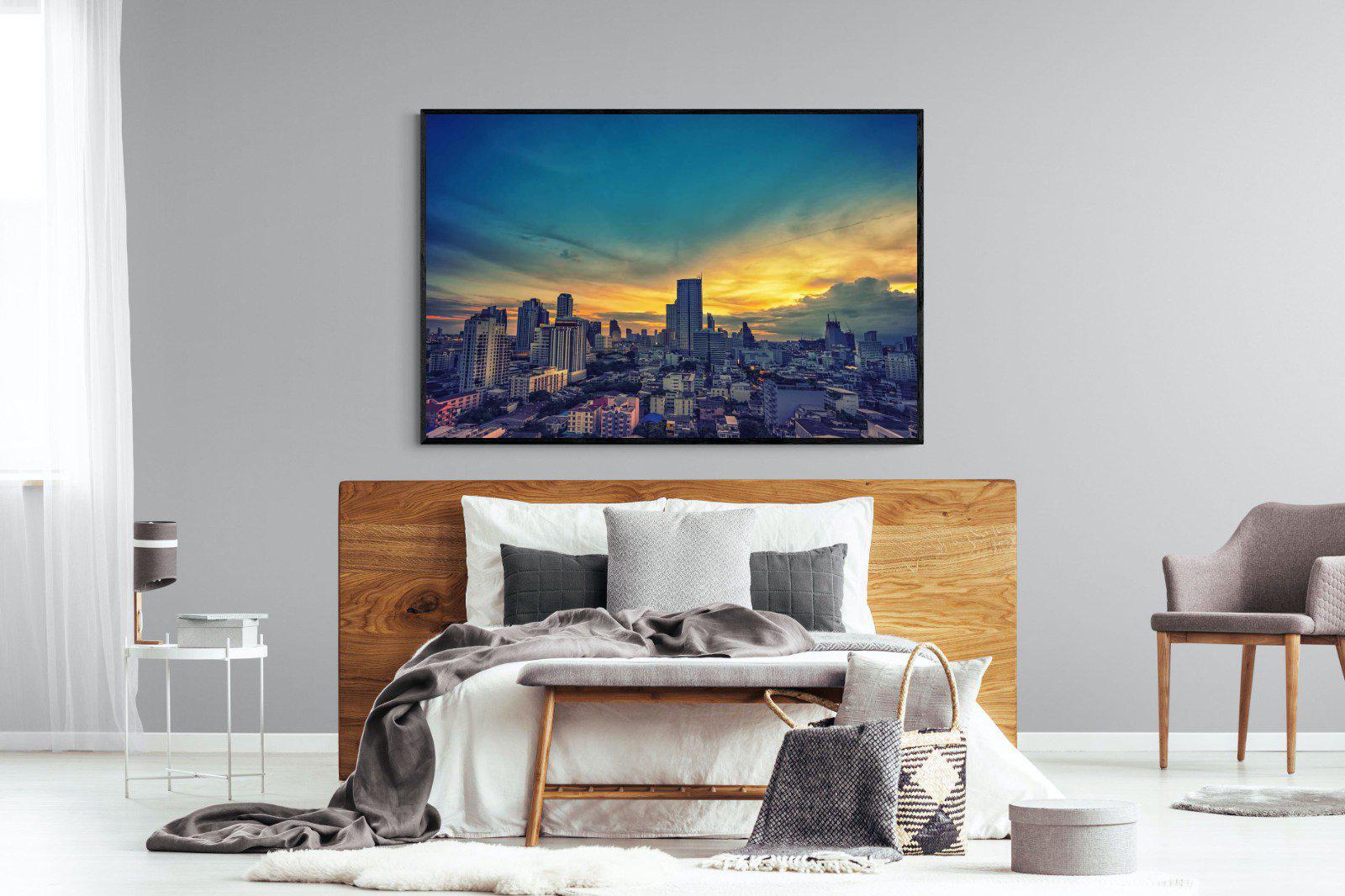 Joburg Sunrise-Wall_Art-150 x 100cm-Mounted Canvas-Black-Pixalot