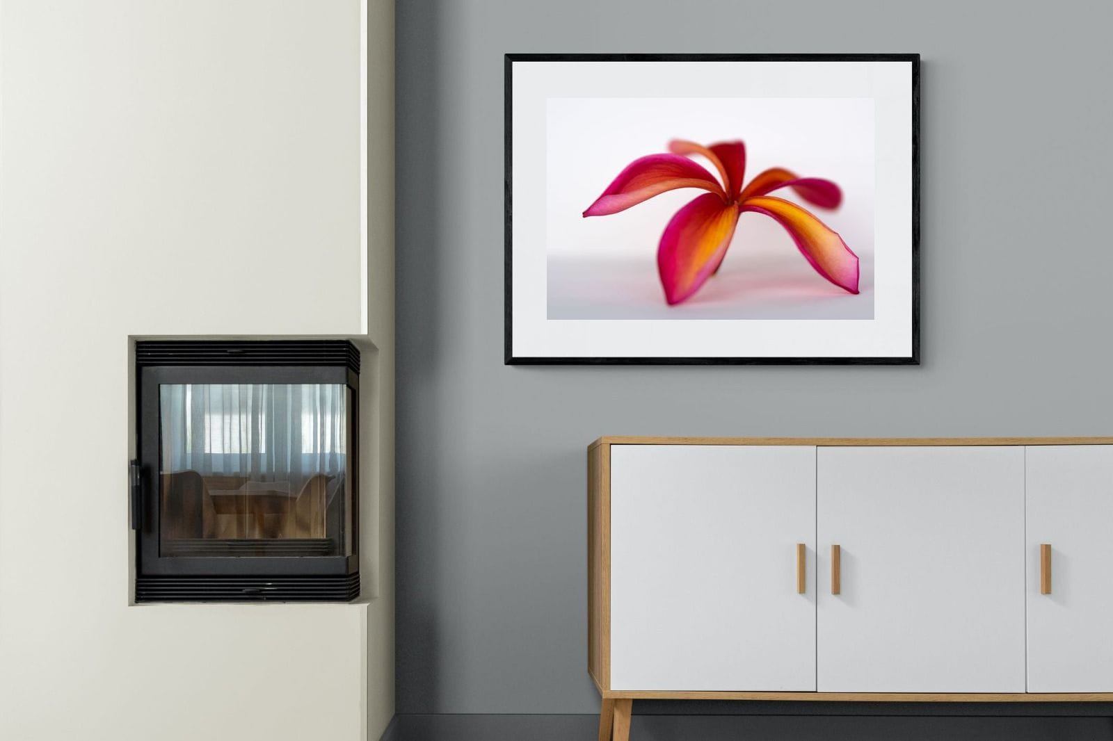 Crimson Flora-Wall_Art-100 x 75cm-Framed Print-Black-Pixalot