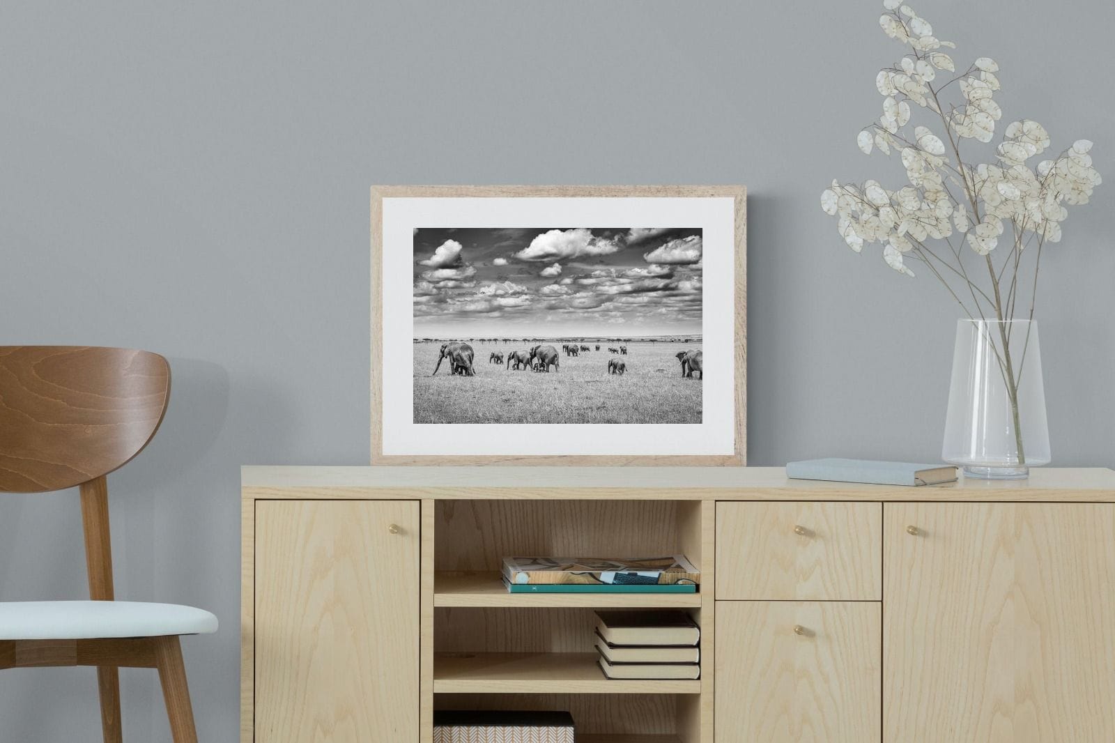 Amboseli Elephant Convoy-Wall_Art-60 x 45cm-Framed Print-Wood-Pixalot