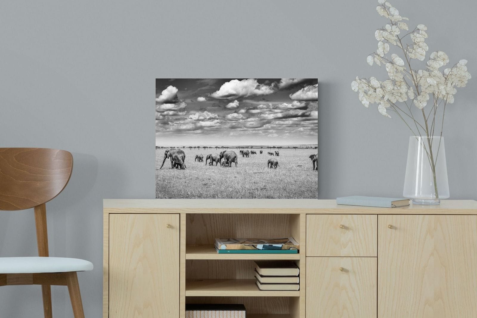 Amboseli Elephant Convoy-Wall_Art-60 x 45cm-Mounted Canvas-No Frame-Pixalot