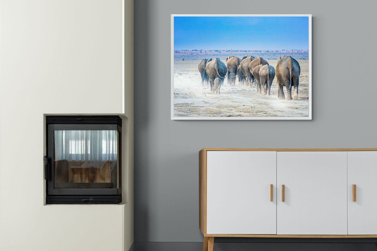 Amboseli Lake Convoy-Wall_Art-100 x 75cm-Mounted Canvas-White-Pixalot