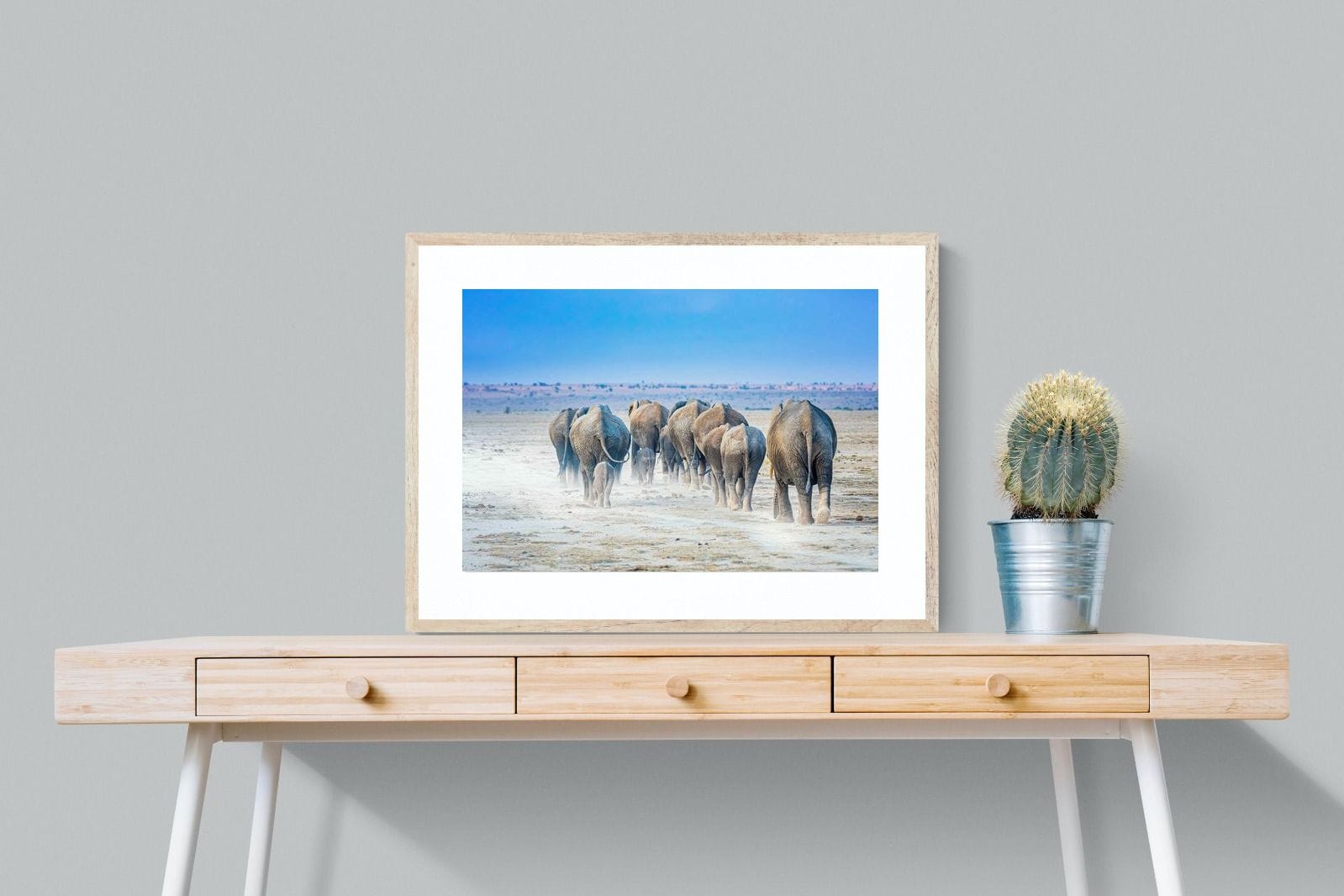 Amboseli Lake Convoy-Wall_Art-80 x 60cm-Framed Print-Wood-Pixalot