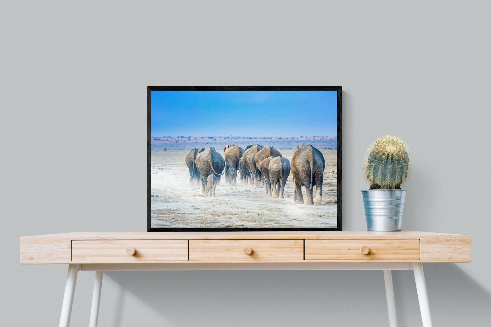 Amboseli Lake Convoy-Wall_Art-80 x 60cm-Mounted Canvas-Black-Pixalot