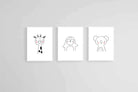 Animal Friends Set-Wall_Art-45 x 60cm (x3)-Mounted Canvas-White-Pixalot