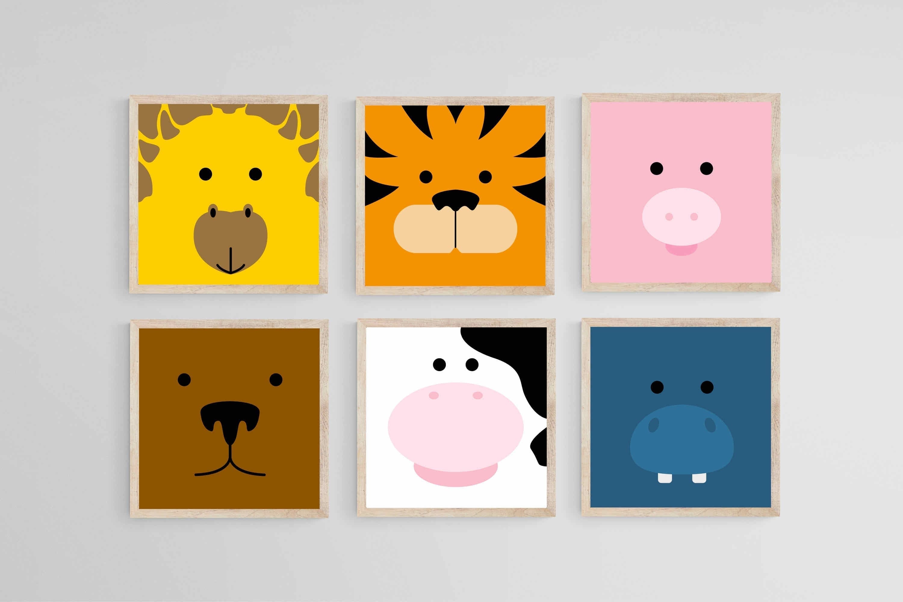 Animal Gang Set-Wall_Art-30 x 30cm (x6)-Mounted Canvas-Wood-Pixalot