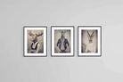 Animal Heads Art Set-Wall_Art-45 x 60cm (x3)-Framed Print-Black-Pixalot