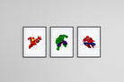 Avengers Set of 3-Wall_Art-45 x 60cm (x3)-Framed Print-Black-Pixalot