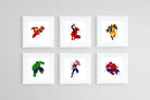 Avengers Set of 6-Wall_Art-30 x 30cm (x6)-Framed Print-White-Pixalot