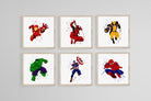 Avengers Set of 6-Wall_Art-30 x 30cm (x6)-Mounted Canvas-Wood-Pixalot