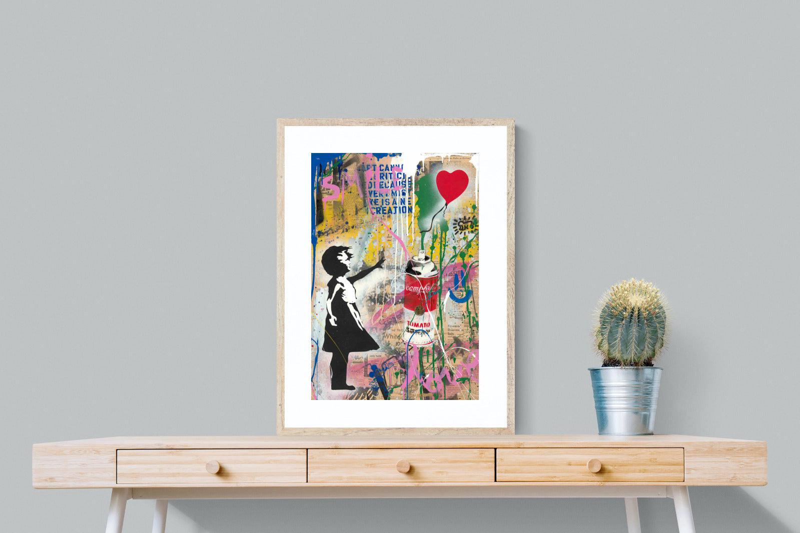 Mr Brainwash Banksy Tribute Street Art-Wall_Art-60 x 80cm-Framed Print-Wood-Pixalot