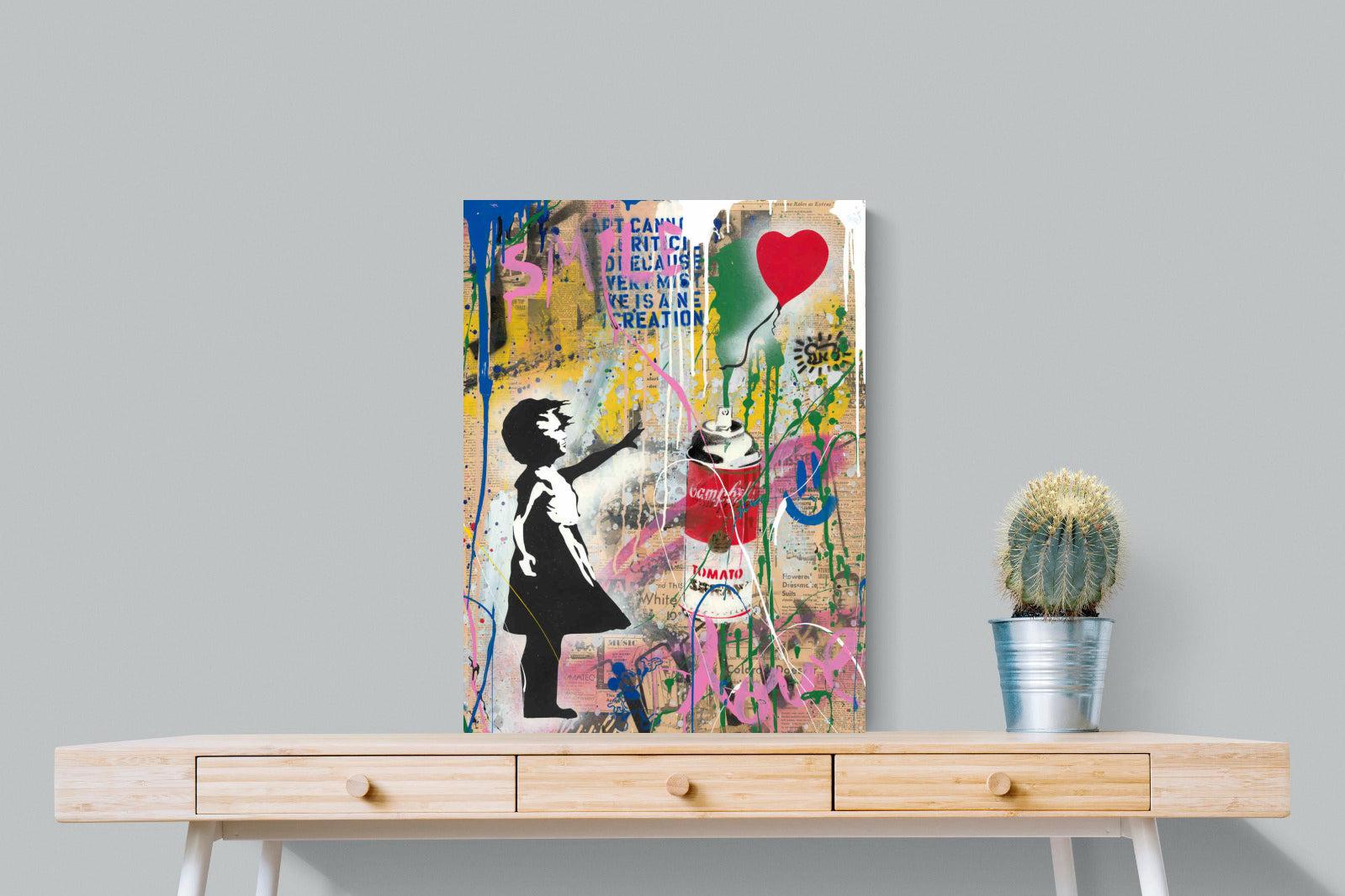 Mr Brainwash Banksy Tribute Street Art-Wall_Art-60 x 80cm-Mounted Canvas-No Frame-Pixalot