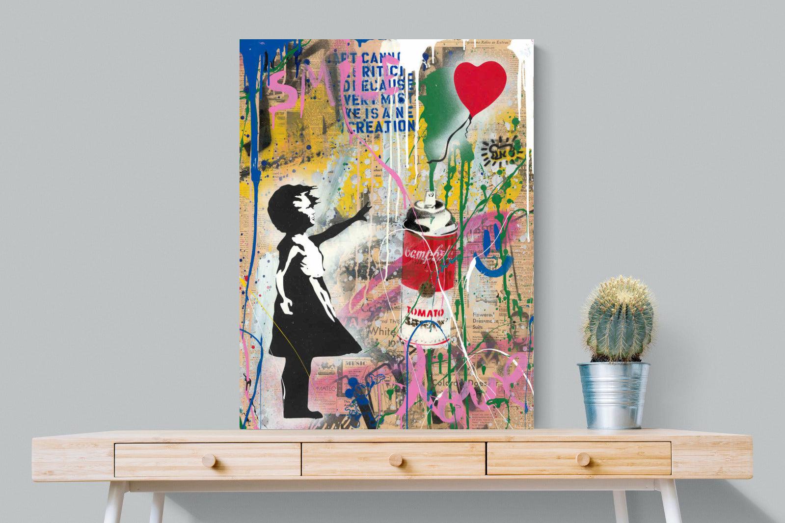 Mr Brainwash Banksy Tribute Street Art-Wall_Art-75 x 100cm-Mounted Canvas-No Frame-Pixalot