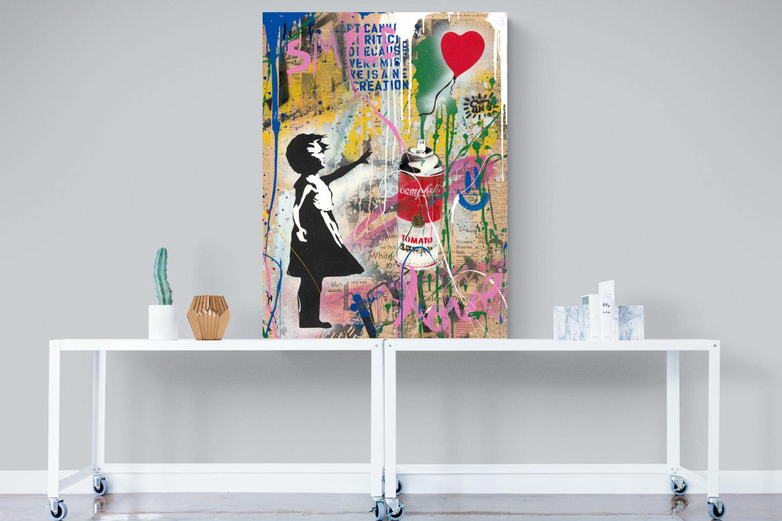 Mr Brainwash Banksy Tribute Street Art-Wall_Art-90 x 120cm-Mounted Canvas-No Frame-Pixalot