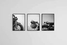 Biker Set-Wall_Art-45 x 60cm (x3)-Mounted Canvas-Black-Pixalot