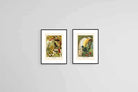 Birds of Paradise Etching Set-Wall_Art-45 x 60cm (x2)-Framed Print-Black-Pixalot