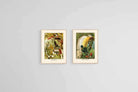 Birds of Paradise Etching Set-Wall_Art-45 x 60cm (x2)-Mounted Canvas-Wood-Pixalot