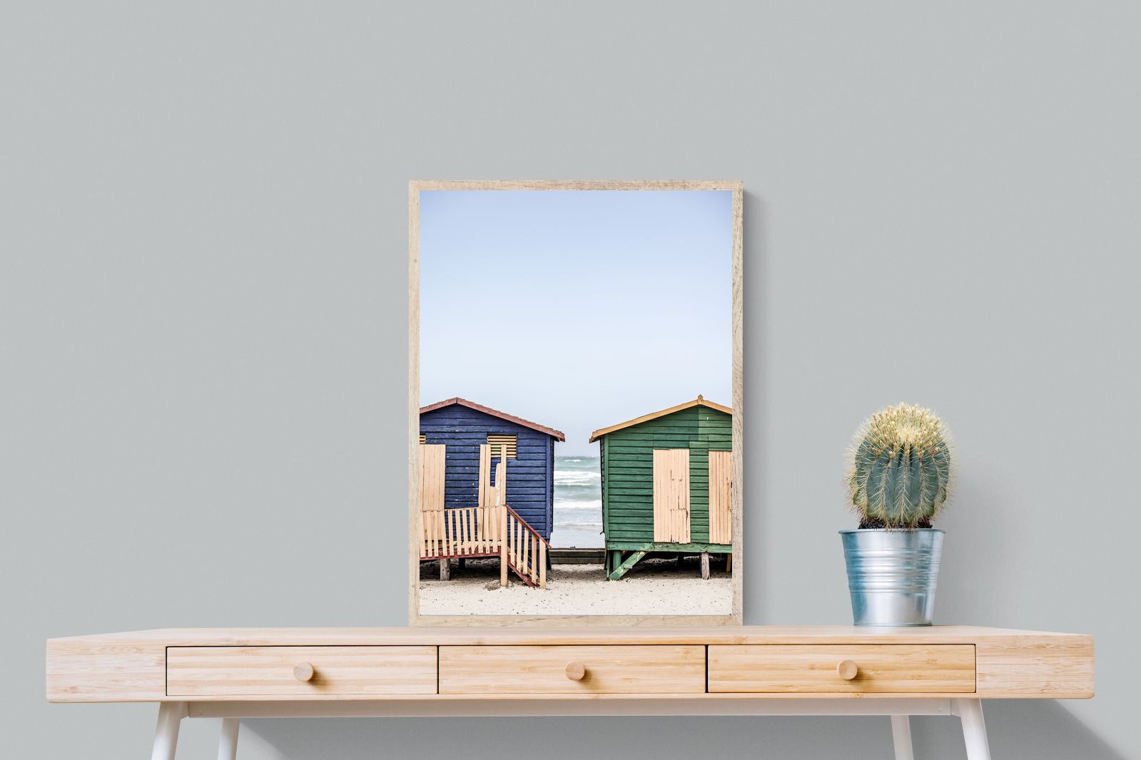 Blue & Green Beach Huts Wall Art ⭐️ Canvas & Framed + Many Sizes