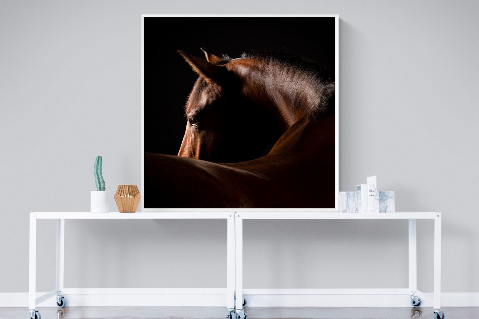 Bronze Mare-Wall_Art-120 x 120cm-Mounted Canvas-White-Pixalot