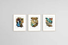 Butterfly Collage Set-Wall_Art-45 x 60cm (x3)-Framed Print-Wood-Pixalot