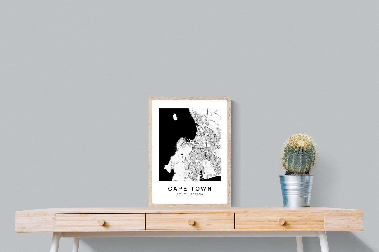 Cape Town City Map-Wall_Art-45 x 60cm-Mounted Canvas-Wood-Pixalot