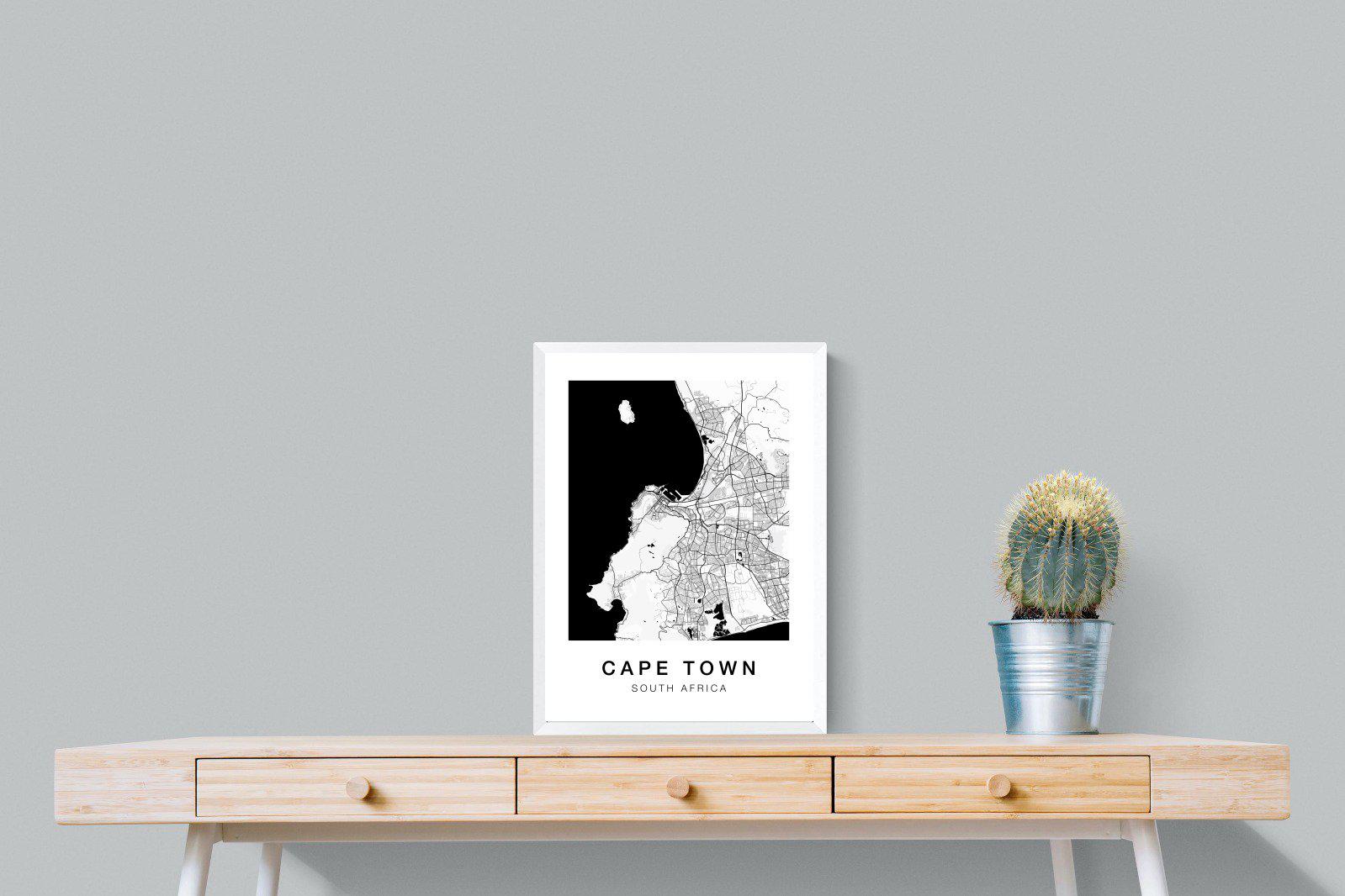 Cape Town City Map-Wall_Art-45 x 60cm-Mounted Canvas-White-Pixalot