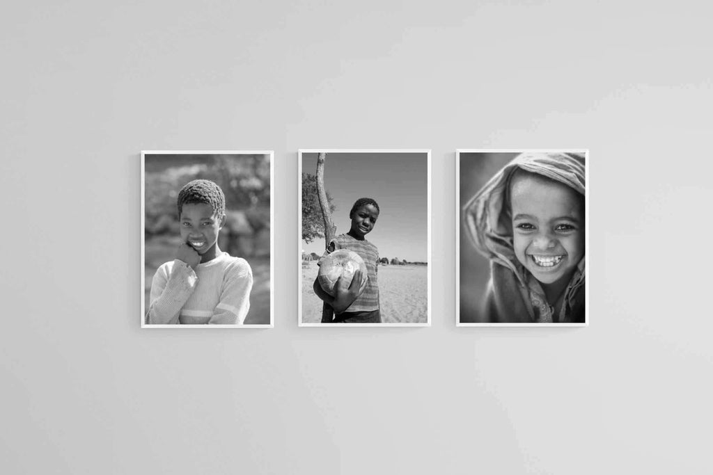 Children of Africa Set-Wall_Art-45 x 60cm (x3)-Mounted Canvas-White-Pixalot