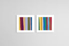 Coloured Stripes Set-Wall_Art-50 x 50cm (x2)-Framed Print-White-Pixalot