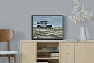 Defender at the Beach-Wall_Art-60 x 45cm-Mounted Canvas-Black-Pixalot