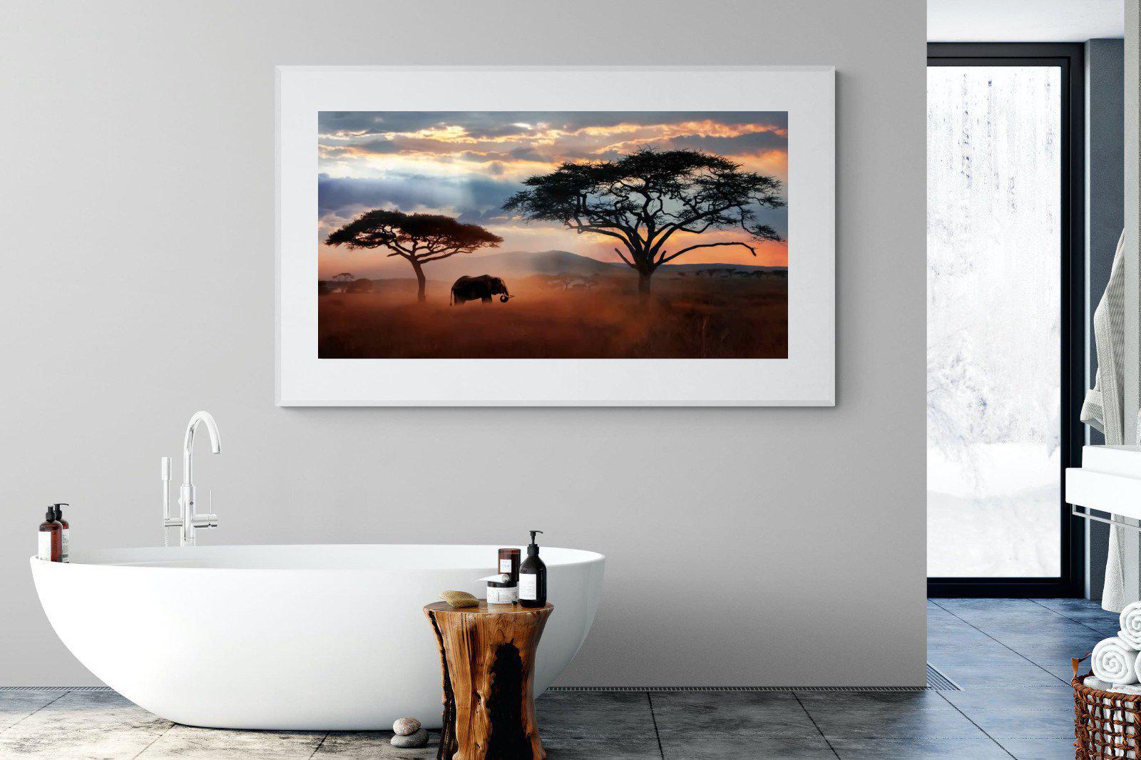 Ele at Dusk-Wall_Art-180 x 110cm-Framed Print-White-Pixalot