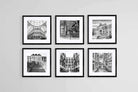 Elegant Europe Set-Wall_Art-40 x 40cm (x6)-Framed Print-Black-Pixalot