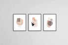 Elegant Soft Pink & Black Set-Wall_Art-45 x 60cm (x3)-Framed Print-Black-Pixalot