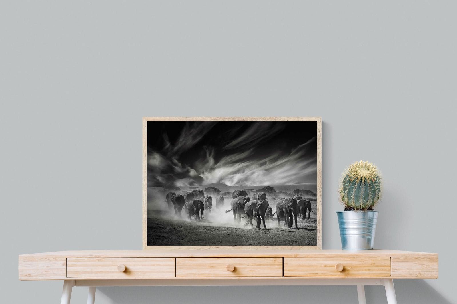 Etosha Elephants-Wall_Art-80 x 60cm-Mounted Canvas-Wood-Pixalot