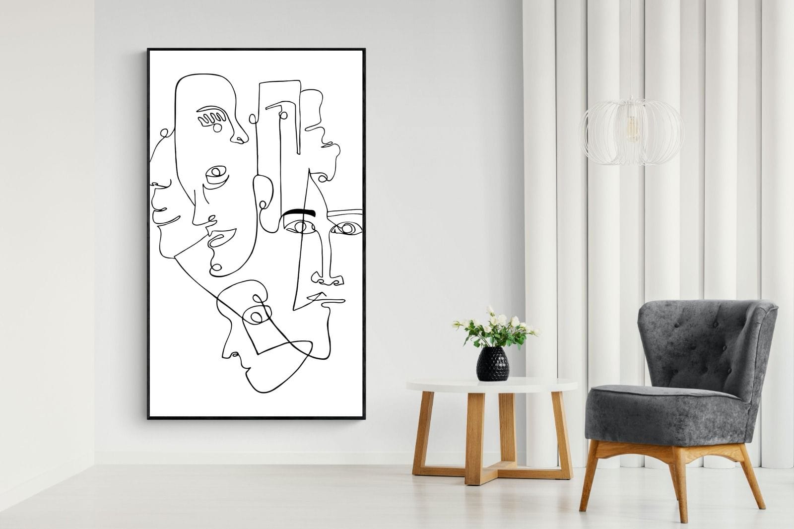 Face to Face-Wall_Art-130 x 220cm-Mounted Canvas-Black-Pixalot