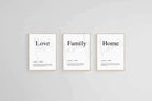Family, Love, Home-Wall_Art-45 x 60cm (x3)-Mounted Canvas-Wood-Pixalot