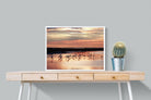 Flamingo Sunset-Wall_Art-80 x 60cm-Mounted Canvas-White-Pixalot