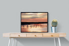 Flamingo Sunset-Wall_Art-80 x 60cm-Mounted Canvas-Black-Pixalot