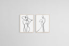 Freehand Figures Set-Wall_Art-45 x 60cm (x2)-Mounted Canvas-Wood-Pixalot