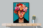 Frida Crimson Floral-Wall_Art-75 x 100cm-Mounted Canvas-Black-Pixalot
