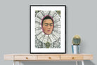 Frida Self-Portrait with Medallion-Wall_Art-75 x 100cm-Framed Print-Black-Pixalot