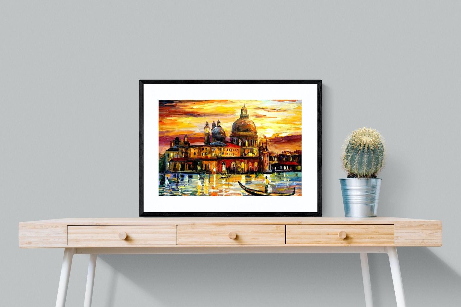 Golden Skies of Venice-Wall_Art-80 x 60cm-Framed Print-Black-Pixalot