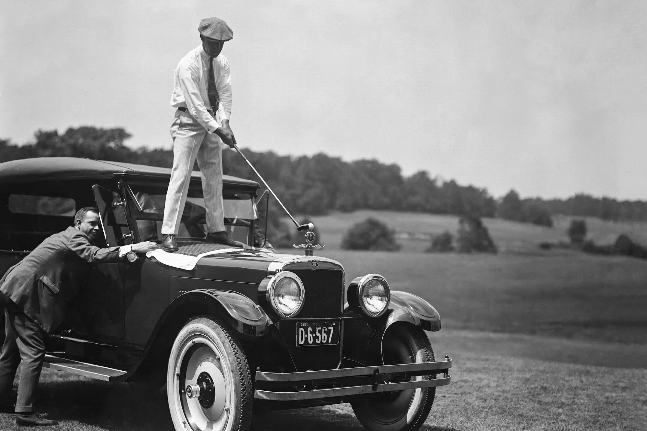 Golf Atop a Car-Wall_Art-Pixalot