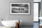 Grazing Elephants-Wall_Art-180 x 110cm-Framed Print-Black-Pixalot