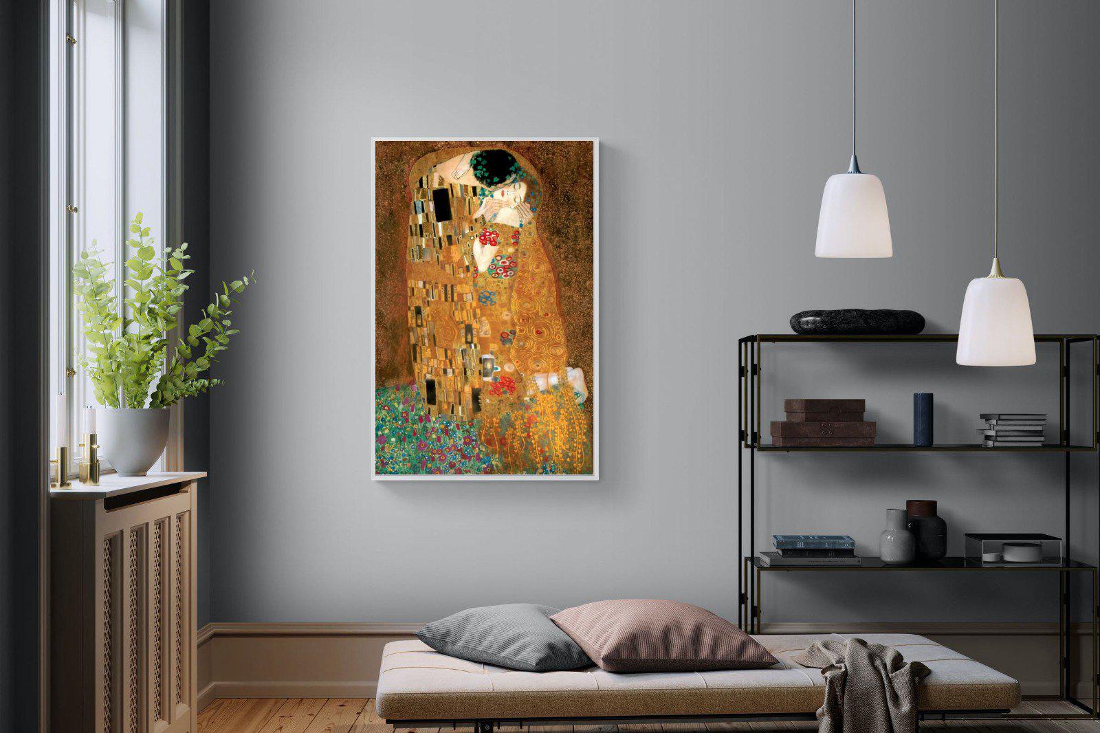 Gustav Klimt The Kiss-Wall_Art-100 x 150cm-Mounted Canvas-White-Pixalot