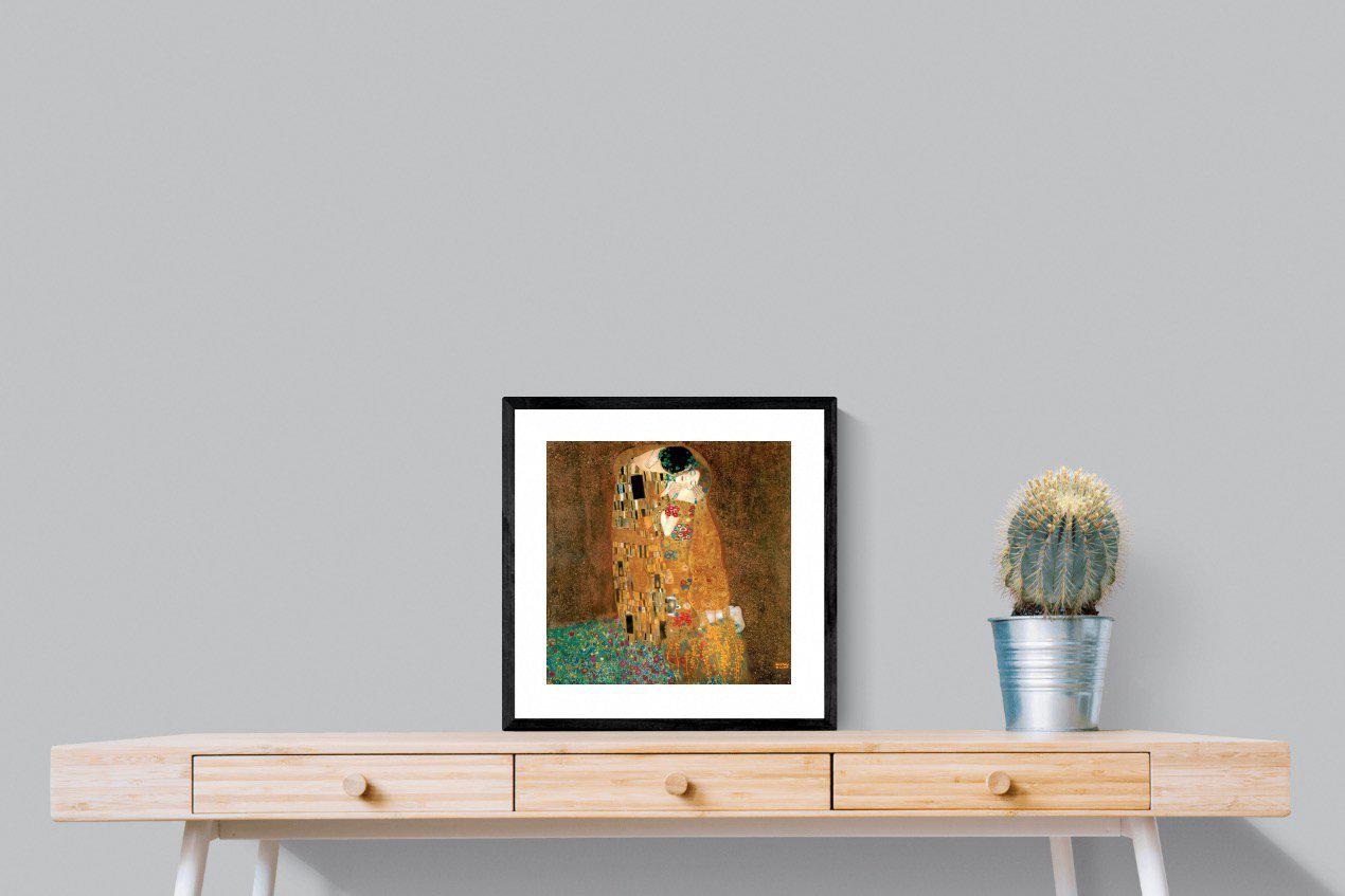 Gustav Klimt The Kiss-Wall_Art-50 x 50cm-Framed Print-Black-Pixalot